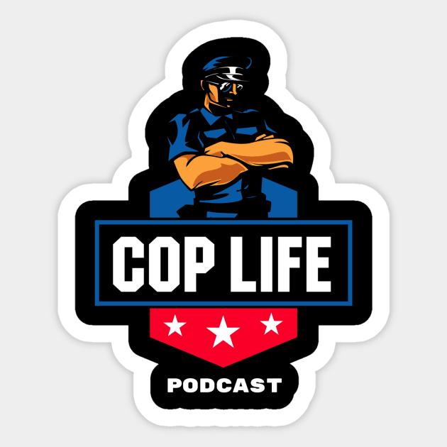 Podcast Logo White Lettering Sticker by CopLife